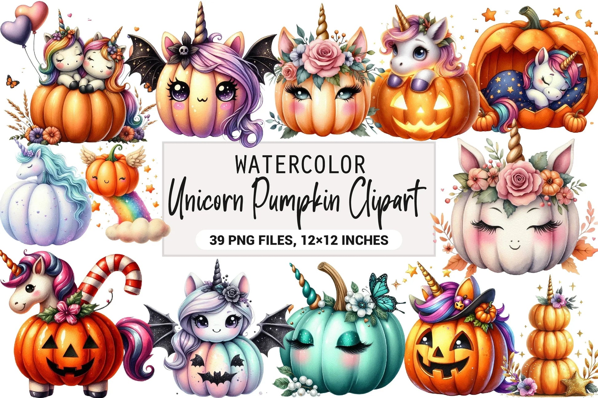 Unicorn Pumpkin Clipart Bundle - CraftNest - Digital Crafting and Art