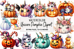 Unicorn Pumpkin Clipart Bundle - CraftNest - Digital Crafting and Art