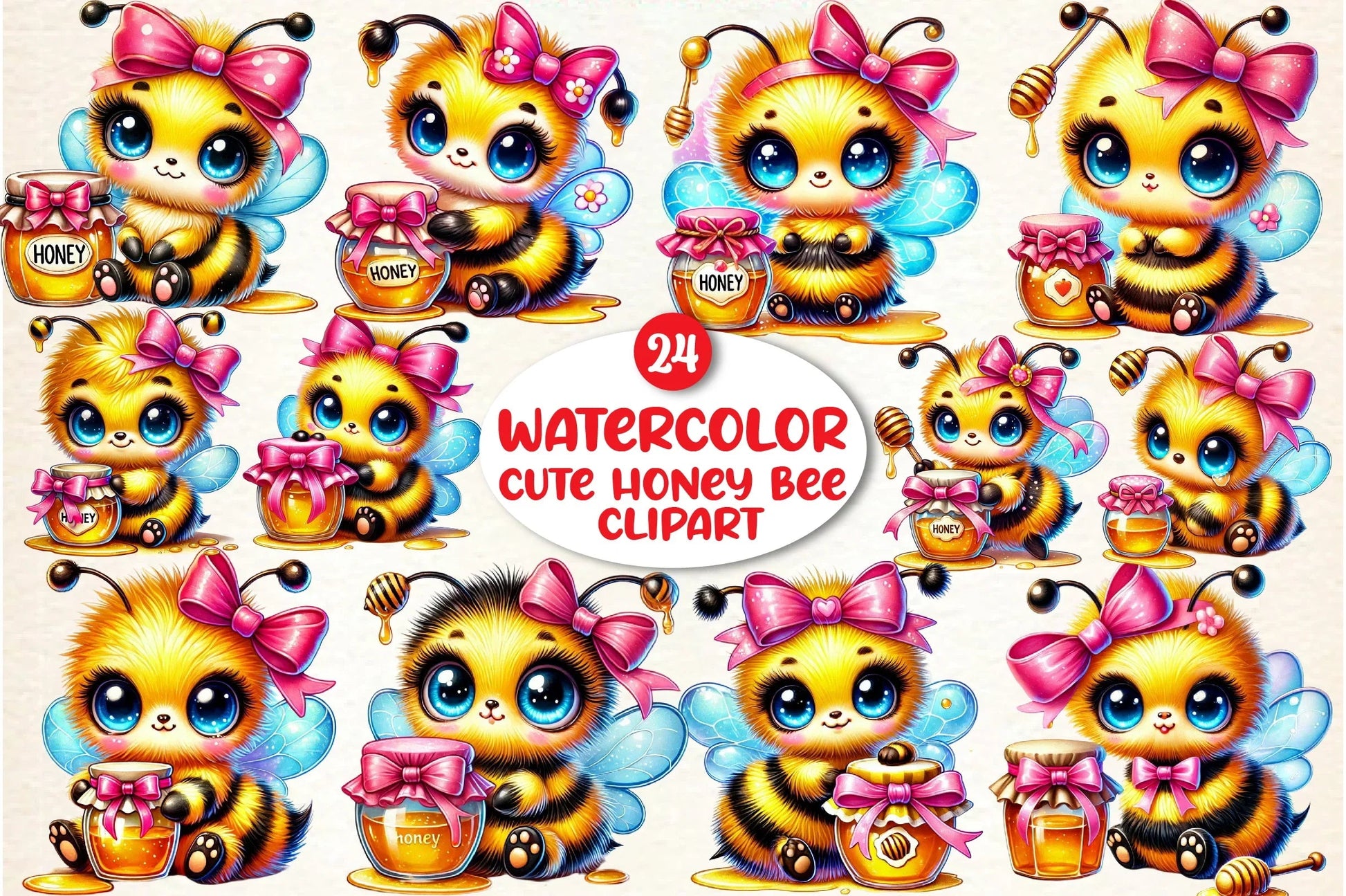 Cute Honey Bee Clipart Bundle - CraftNest - Digital Crafting and Art
