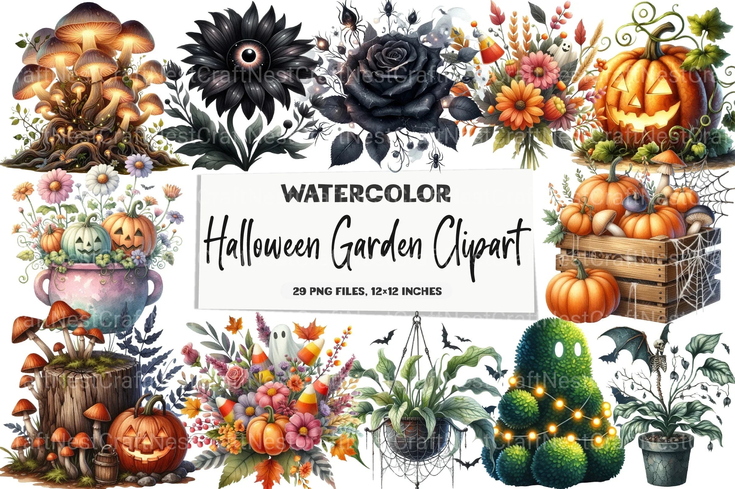 Halloween Garden Clipart Bundle - CraftNest - Digital Crafting and Art