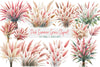 Pink Summer Grass Clipart Bundle