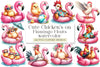 Cute Chickens on Flamingo Floats Clipart Bundle