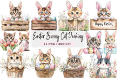 Easter Bunny Cat Peeking Sublimation Clipart Bundle - CraftNest - Digital Crafting and Art