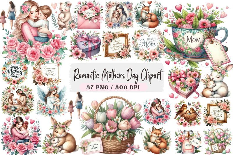 Romantic Mother's Day Clipart Bundle - CraftNest - Digital Crafting and Art