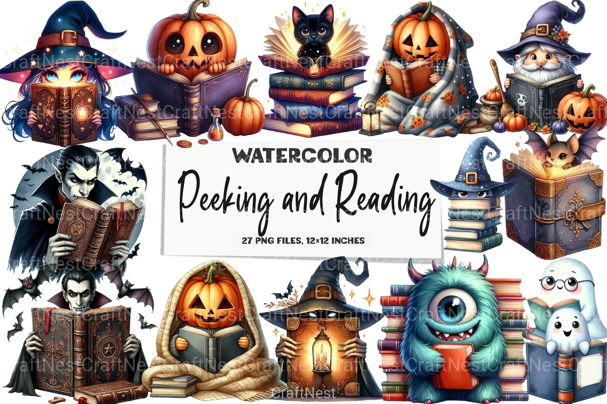 Green & White Halloween Clipart Bundle 2 - CraftNest - Digital Crafting and Art