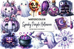 Spooky Purple Halloween Clipart Bundle - CraftNest - Digital Crafting and Art