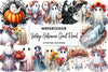 Vintage Halloween Ghost Floral Clipart Bundle
