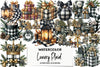 Luxury Plaid Black & White Christmas Clipart Bundle