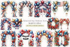 Memorial Day Balloon Arch Clipart Bundle - CraftNest - Digital Crafting and Art