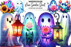 Neon Garden Ghost Halloween Clipart Bundle - CraftNest - Digital Crafting and Art