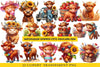 Summer Cute Highland Cow Clipart Bundle 1