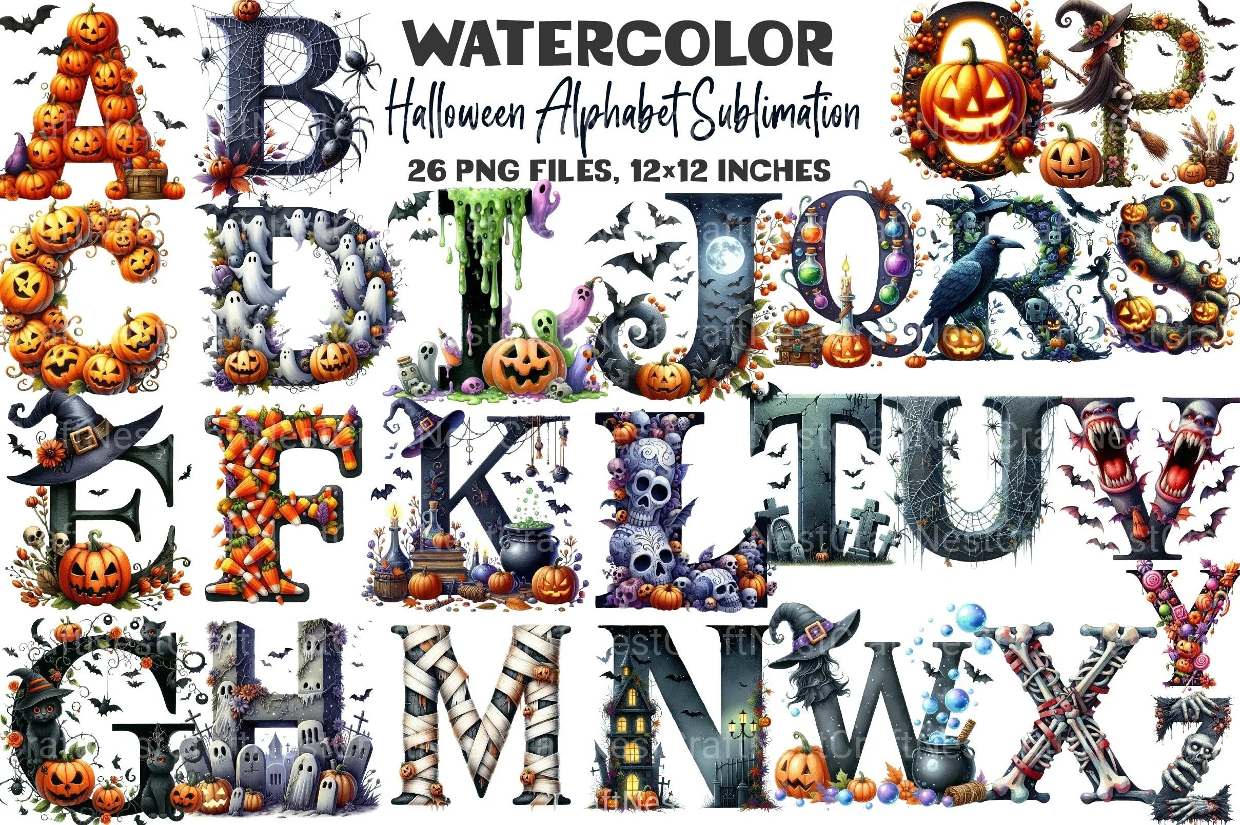 Halloween Alphabet Clipart Bundle 49 - CraftNest - Digital Crafting and Art