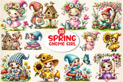 Gnome Girl Spring Clipart Bundle - CraftNest - Digital Crafting and Art