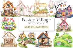 Easter Village Clipart Bundle - CraftNest - Digital Crafting and Art