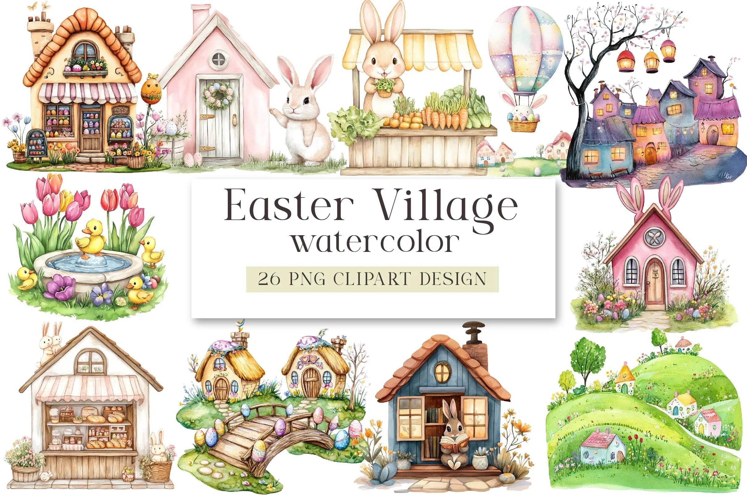Easter Village Clipart Bundle - CraftNest - Digital Crafting and Art