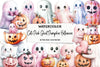 Cute Pink Ghost Pumpkin Halloween Clipart Bundle