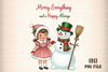 Vintage Christmas Girl & Snowman Clipart Bundle