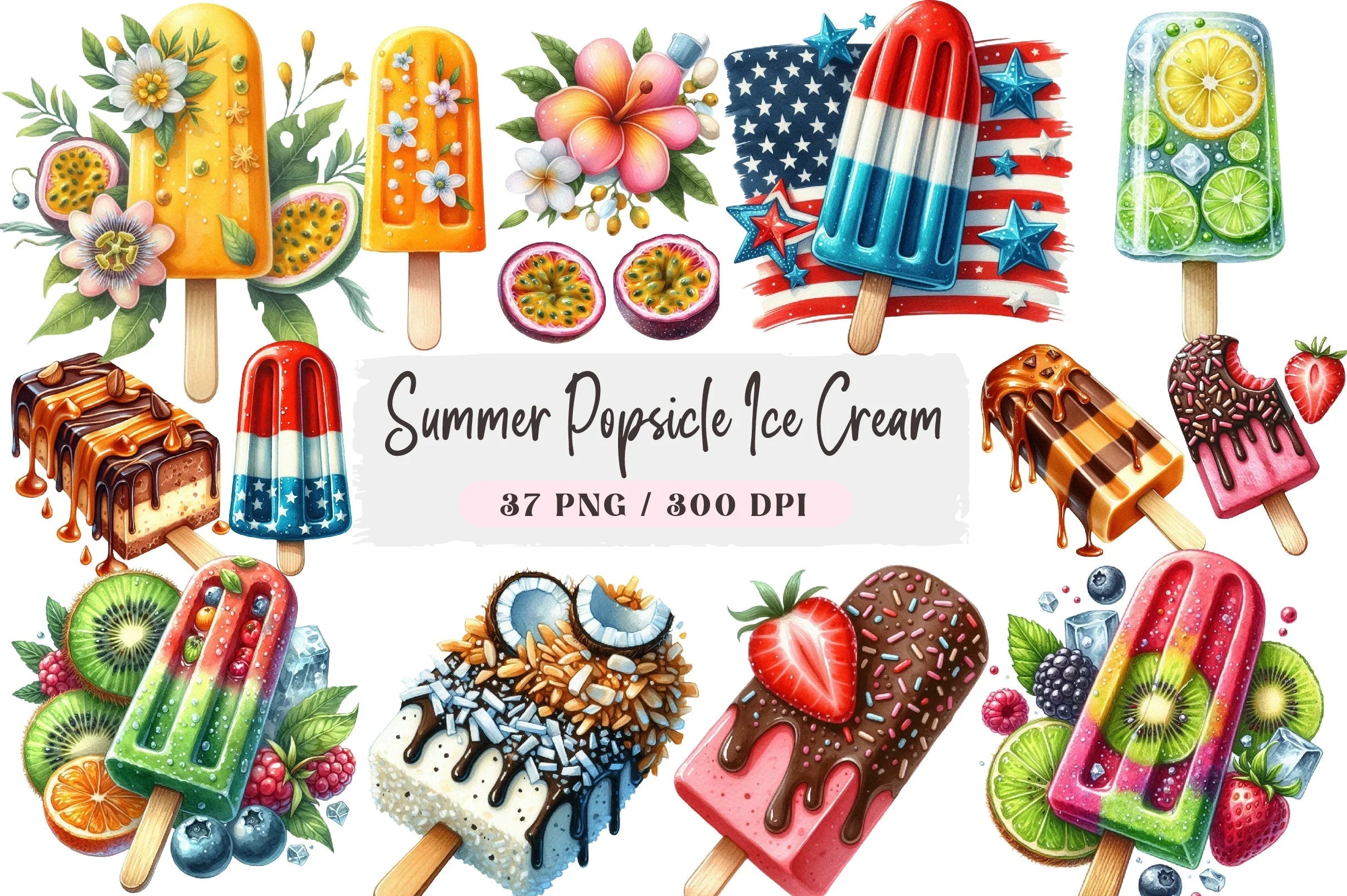 Summer Popsicle Ice Cream Clipart Bundle - CraftNest - Digital Crafting and Art