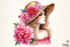 Girl with Peonies Flower Clipart Bundle