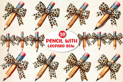 Leopard Bow Pencil Teacher Clipart Bundle - CraftNest - Digital Crafting and Art
