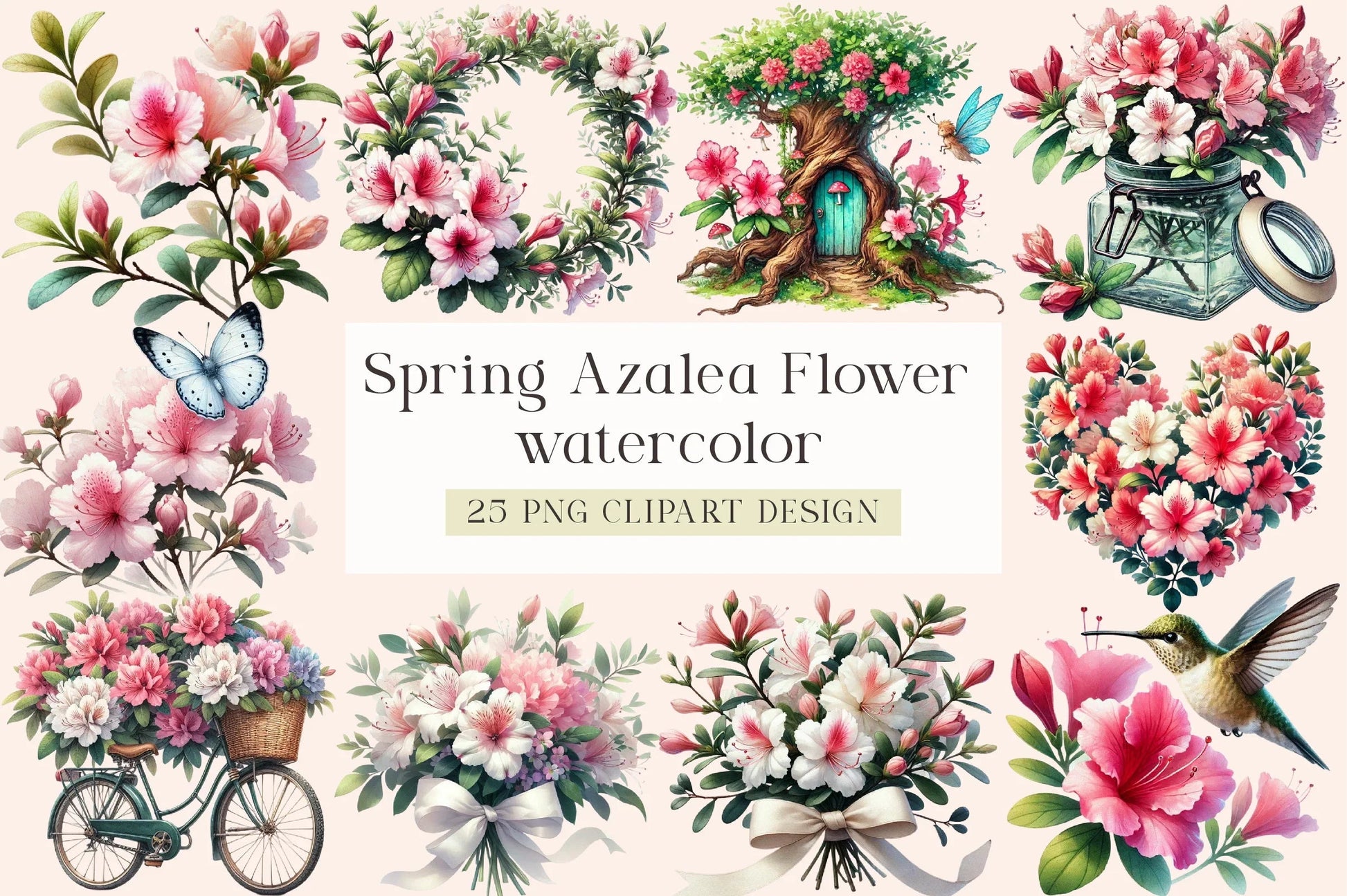 Spring Azalea Flower Clipart Bundle - CraftNest - Digital Crafting and Art