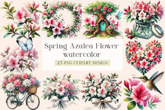 Spring Azalea Flower Clipart Bundle - CraftNest - Digital Crafting and Art