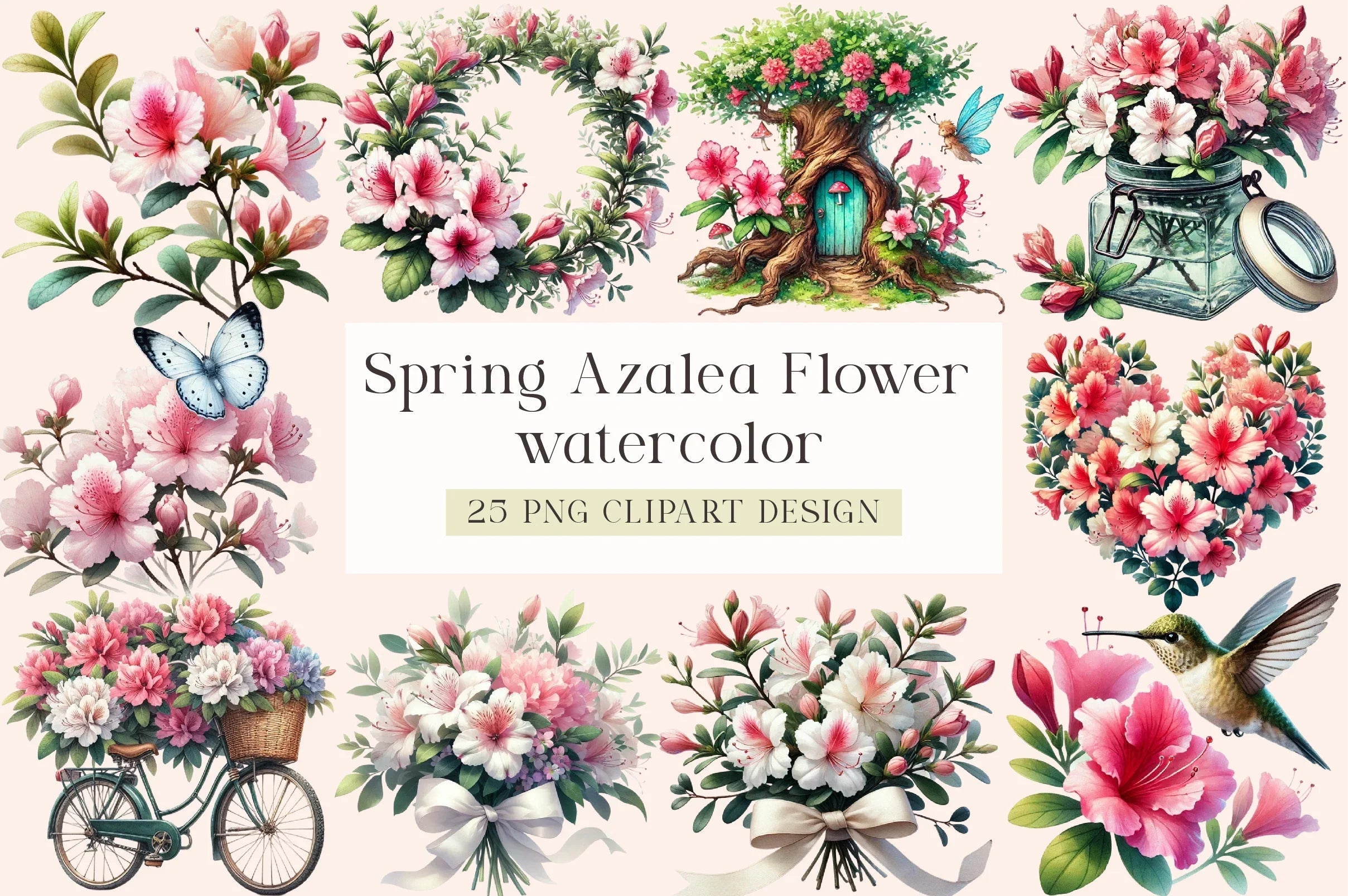 Spring Azalea Flower Clipart Bundle - CraftNest - Digital Crafting and Art