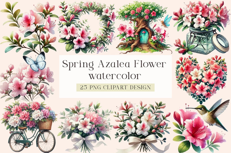 Spring Azalea Flower Clipart Bundle - CraftNest - Digital Crafting and Art