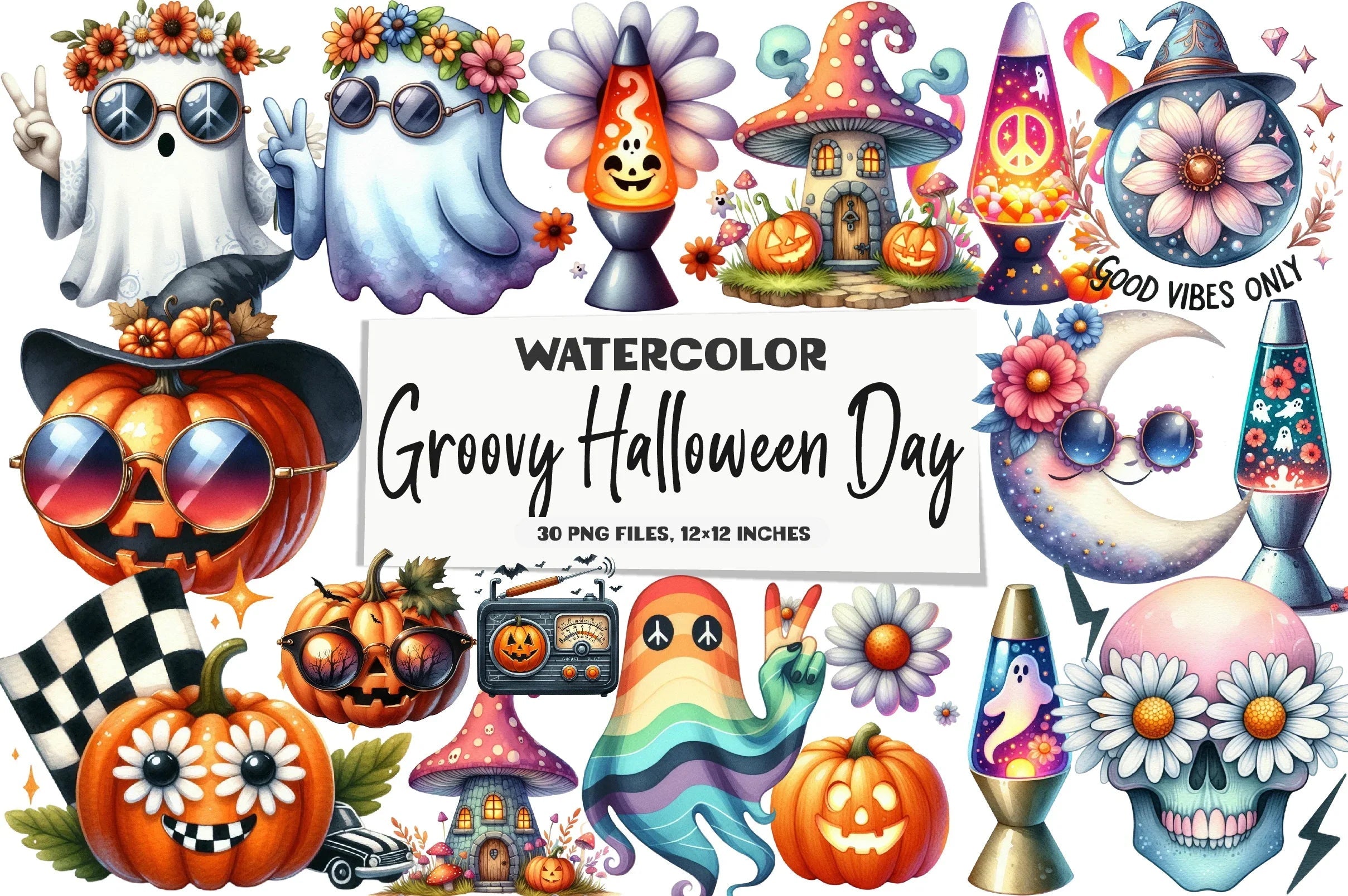 Groovy Halloween Clipart Bundle - CraftNest - Digital Crafting and Art