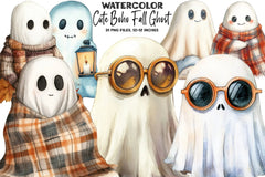 Cute Boho Fall Ghost Clipart Bundle - CraftNest - Digital Crafting and Art