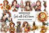 Girls with Fall Flowers Clipart Bundle