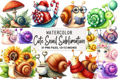 Cute Snail Clipart Bundle - CraftNest - Digital Crafting and Art