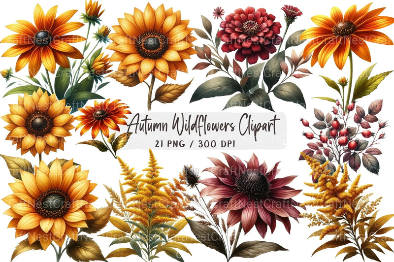Autumn Wildflowers Clipart Bundle 99 - CraftNest - Digital Crafting and Art