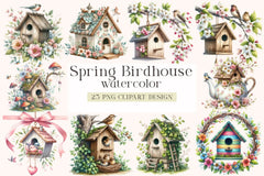 Spring Birdhouse Clipart Bundle - CraftNest - Digital Crafting and Art