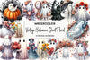 Vintage Halloween Ghost Floral Clipart Bundle