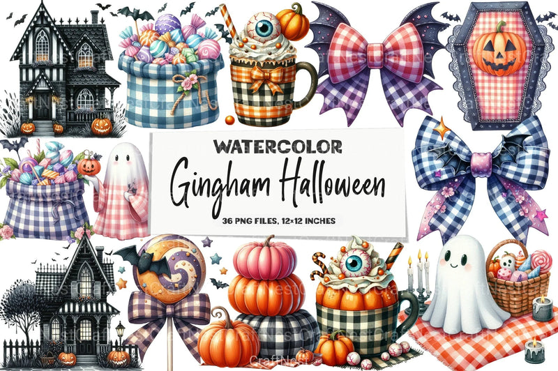 Gingham Halloween Clipart Bundle 4 - CraftNest - Digital Crafting and Art