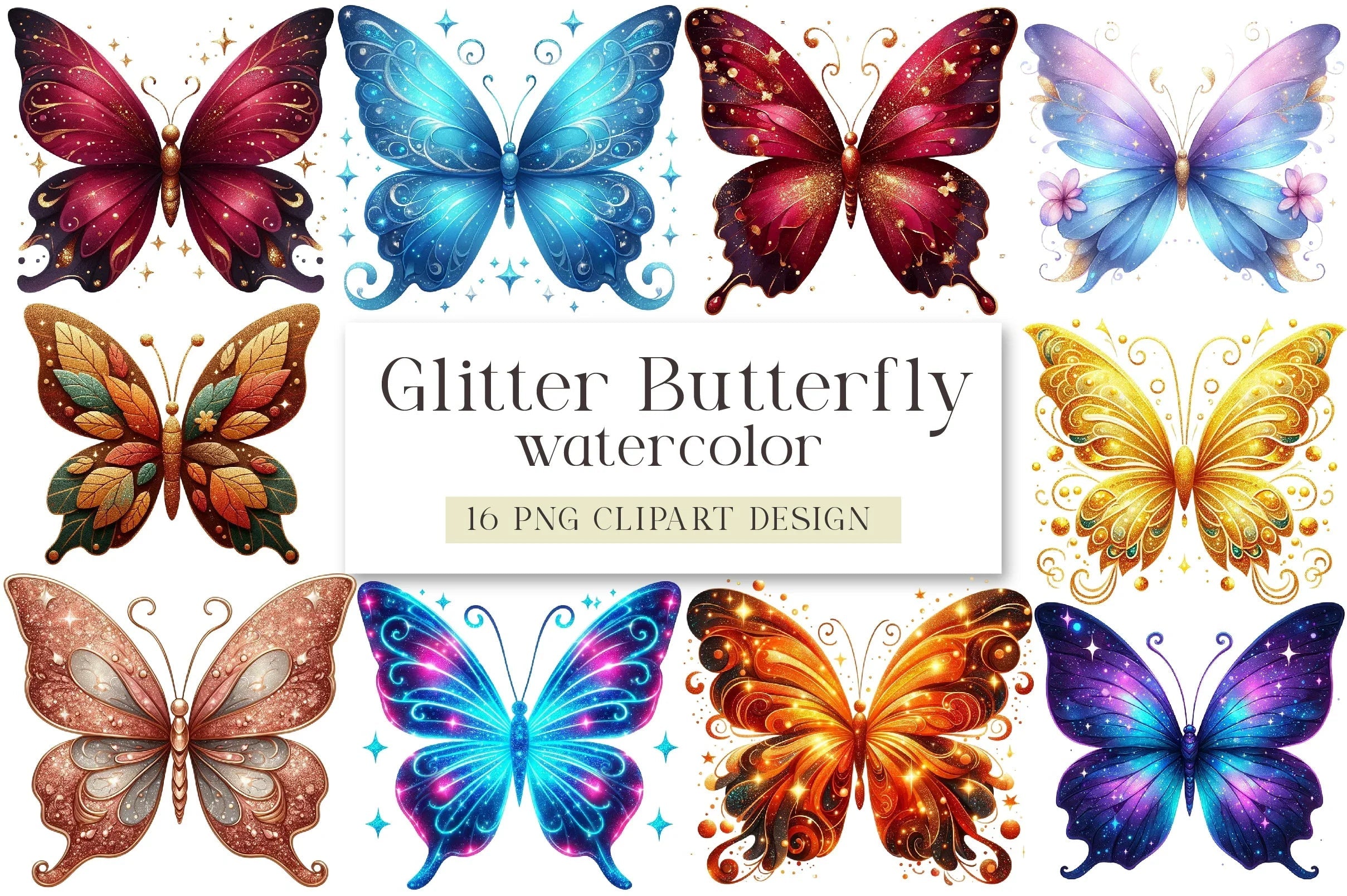 Glitter Butterfly Clipart Bundle - CraftNest - Digital Crafting and Art