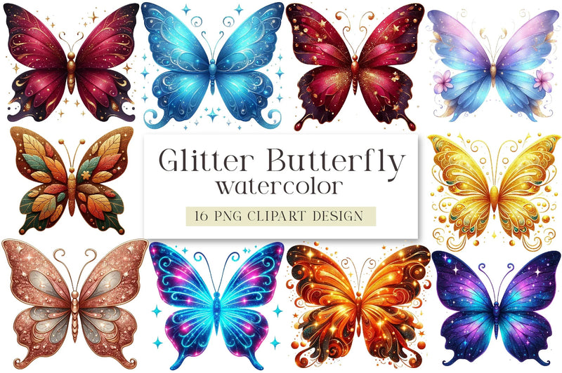 Glitter Butterfly Clipart Bundle - CraftNest - Digital Crafting and Art