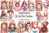 Cute Girl Pink Christmas Clipart Bundle