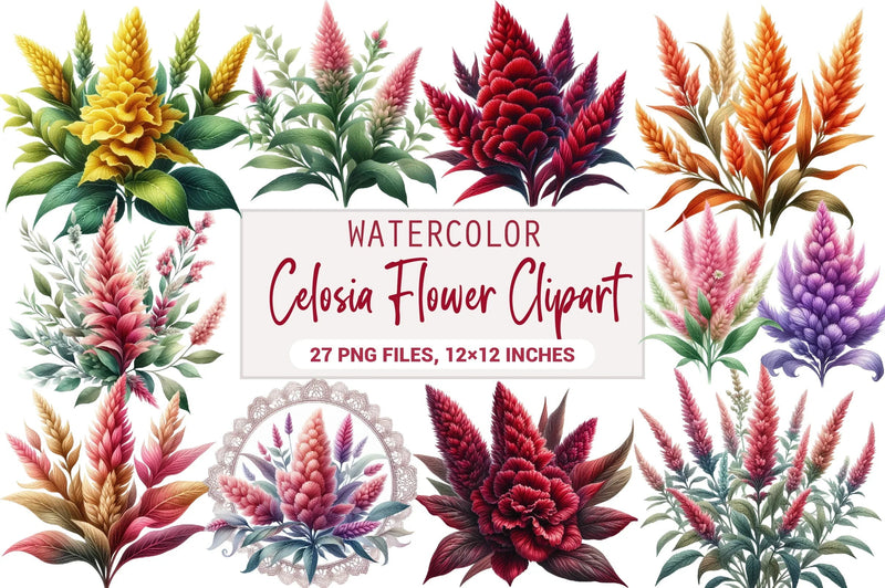 Celosia Flower Clipart Bundle - CraftNest - Digital Crafting and Art