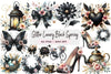 Glitter Luxury Black Spring Clipart Bundle