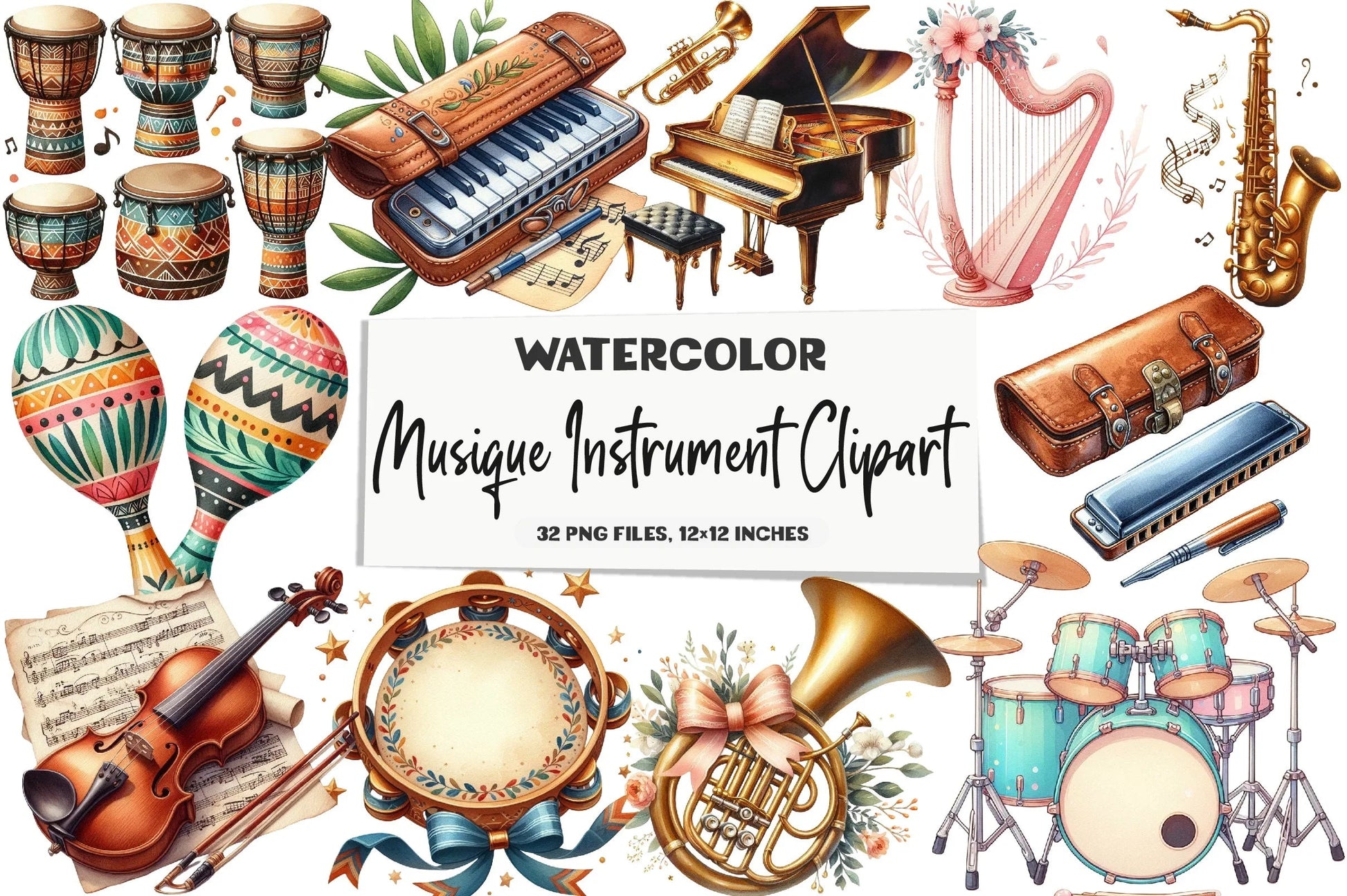 Musical Instrument Clipart Bundle - CraftNest - Digital Crafting and Art