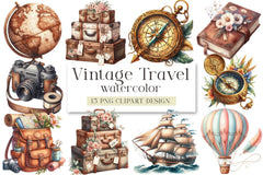 Vintage Travel Clipart Bundle - CraftNest - Digital Crafting and Art