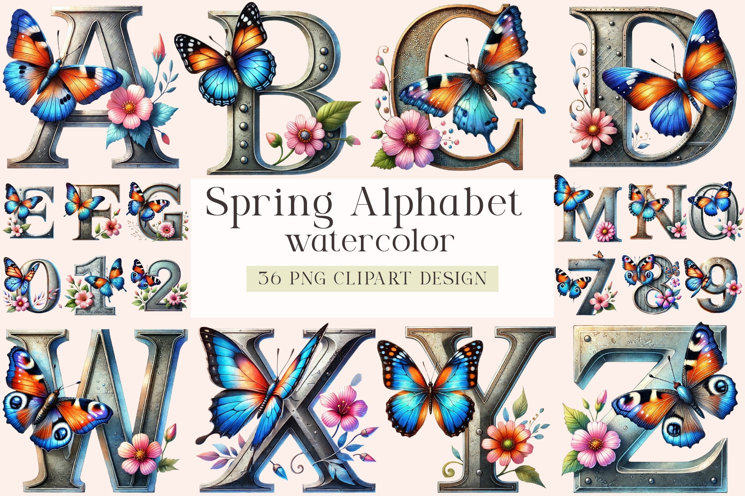 Spring Alphabet Clipart Bundle