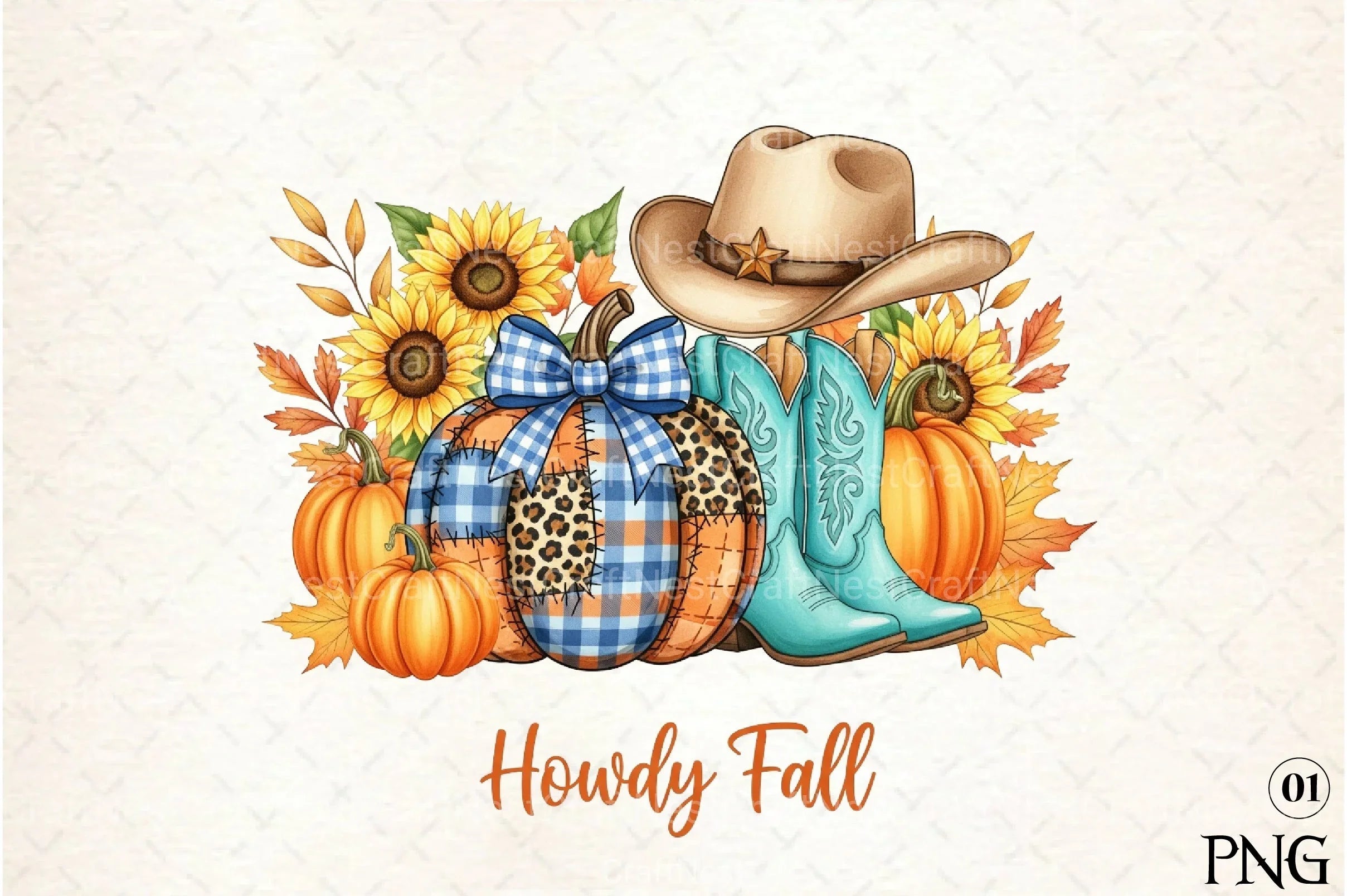 Howdy Fall Cowboy Boots Pumpkin Clipart Bundle - CraftNest - Digital Crafting and Art