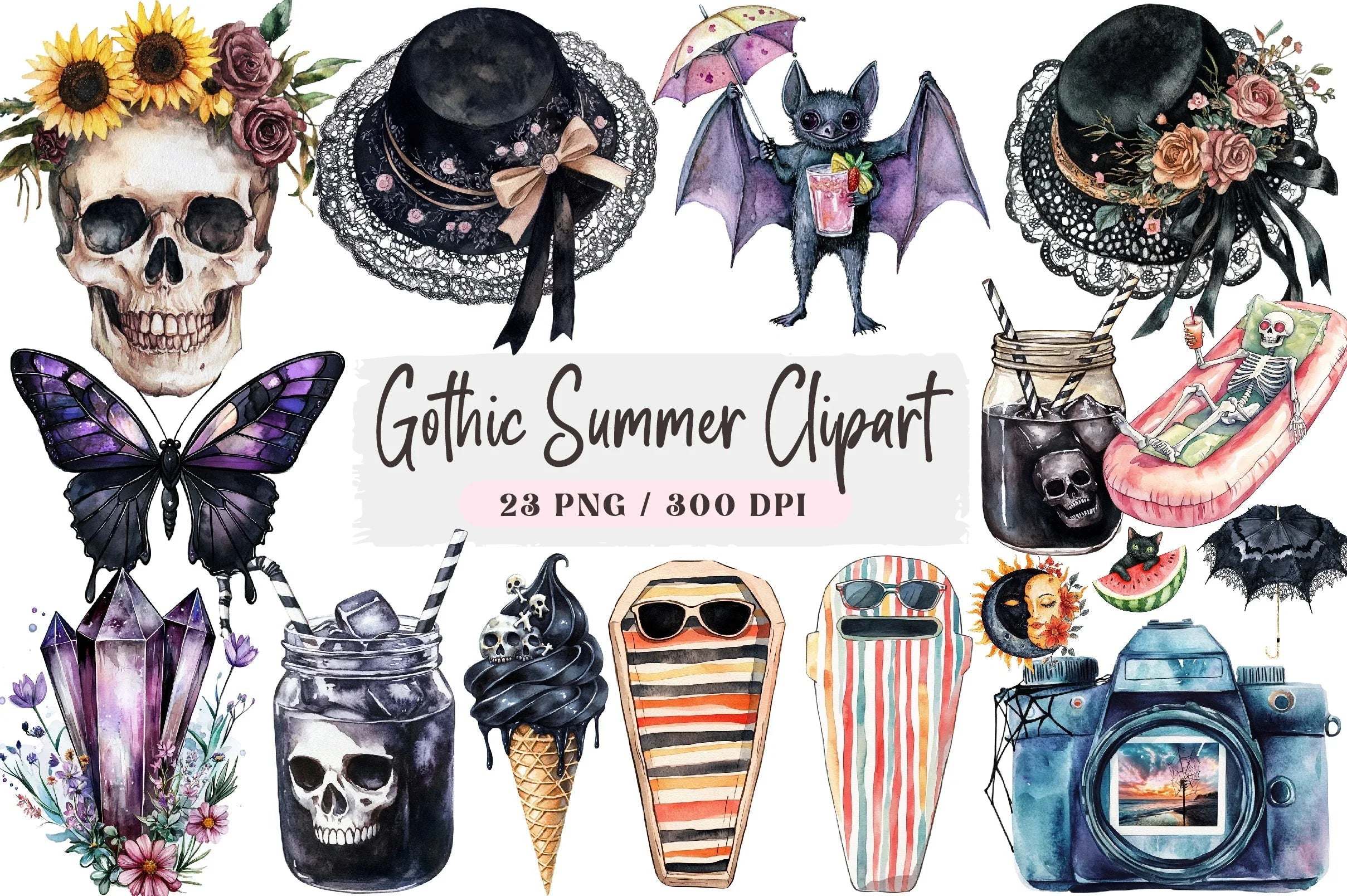 Gothic Summer Clipart Bundle - CraftNest - Digital Crafting and Art