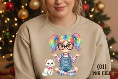 Rainbow Hair Cute Quirky Girl Clipart Bundle - CraftNest - Digital Crafting and Art