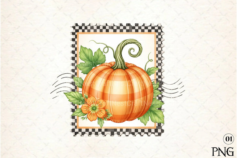 Pumpkin Postage Stamp Clipart Bundle 66 - CraftNest - Digital Crafting and Art