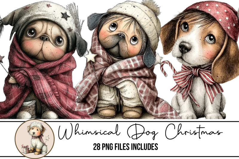 Whimsical Dog Christmas Clipart Bundle - CraftNest - Digital Crafting and Art