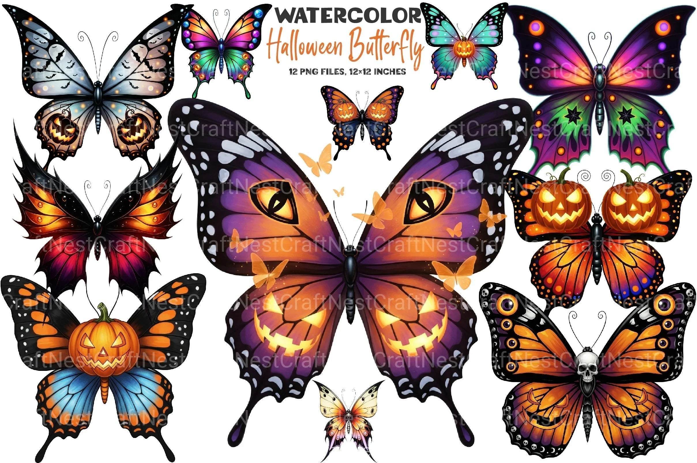 Halloween Butterfly Clipart Bundle 99 - CraftNest - Digital Crafting and Art